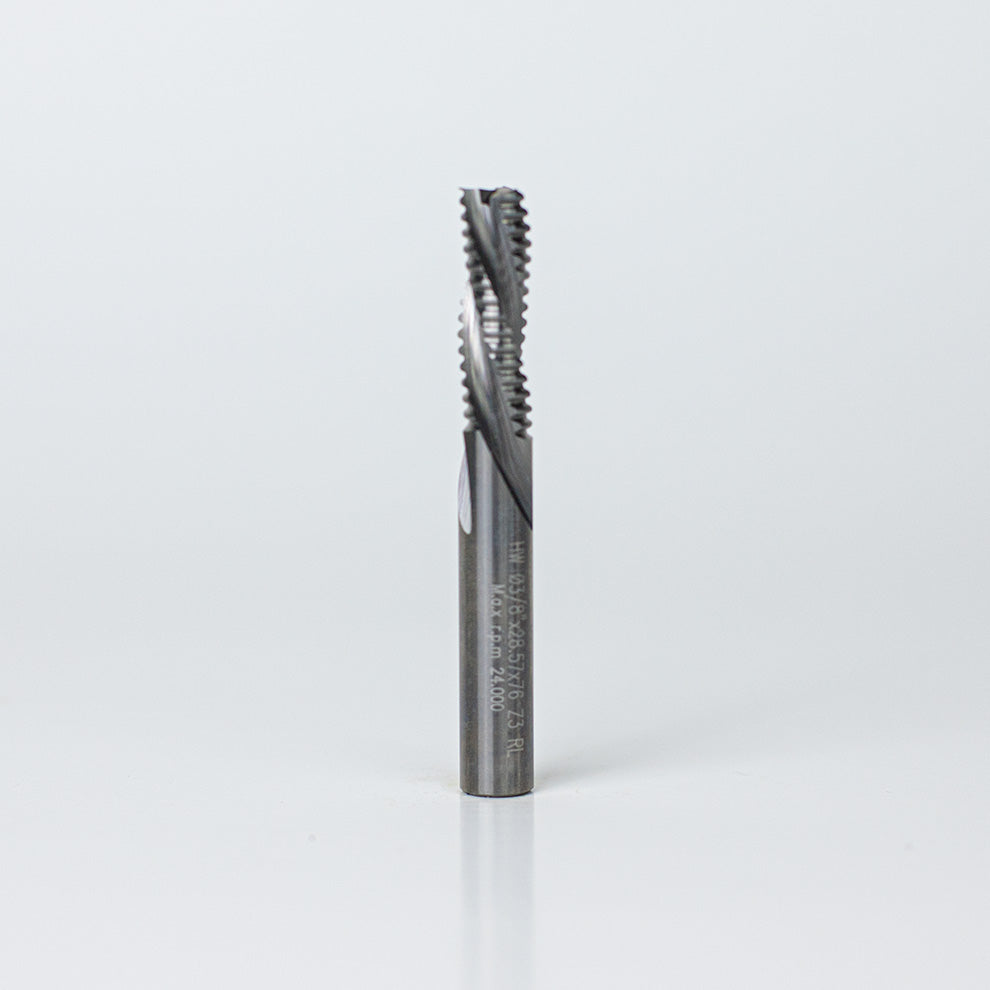 Solid Carbide CNC Roughing Router Bit 3/8" x 3 Flutes Down Spiral image 0